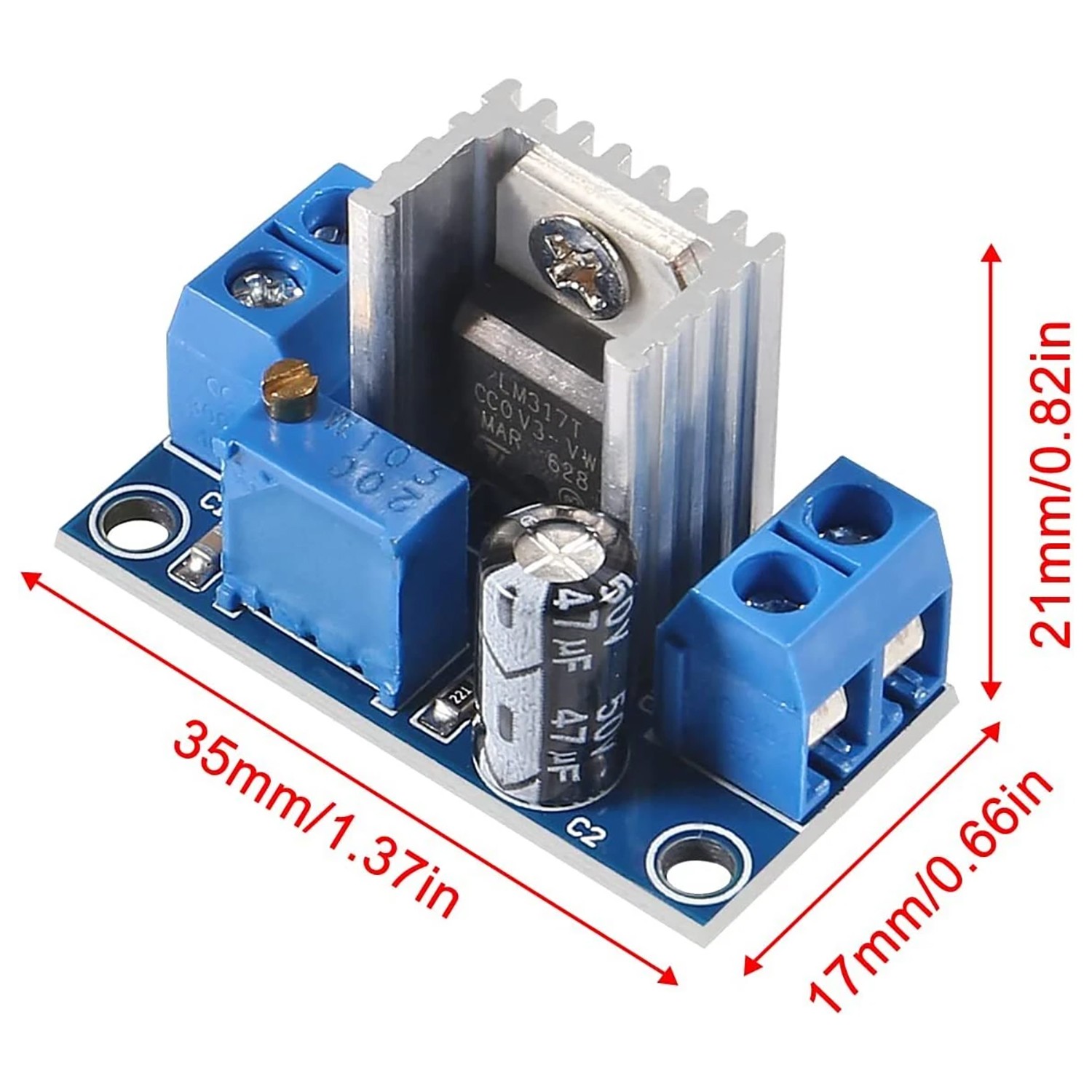 5pcs LM317 DC-DC Converter Adjustable Linear Regulator Step Down Circuit Board