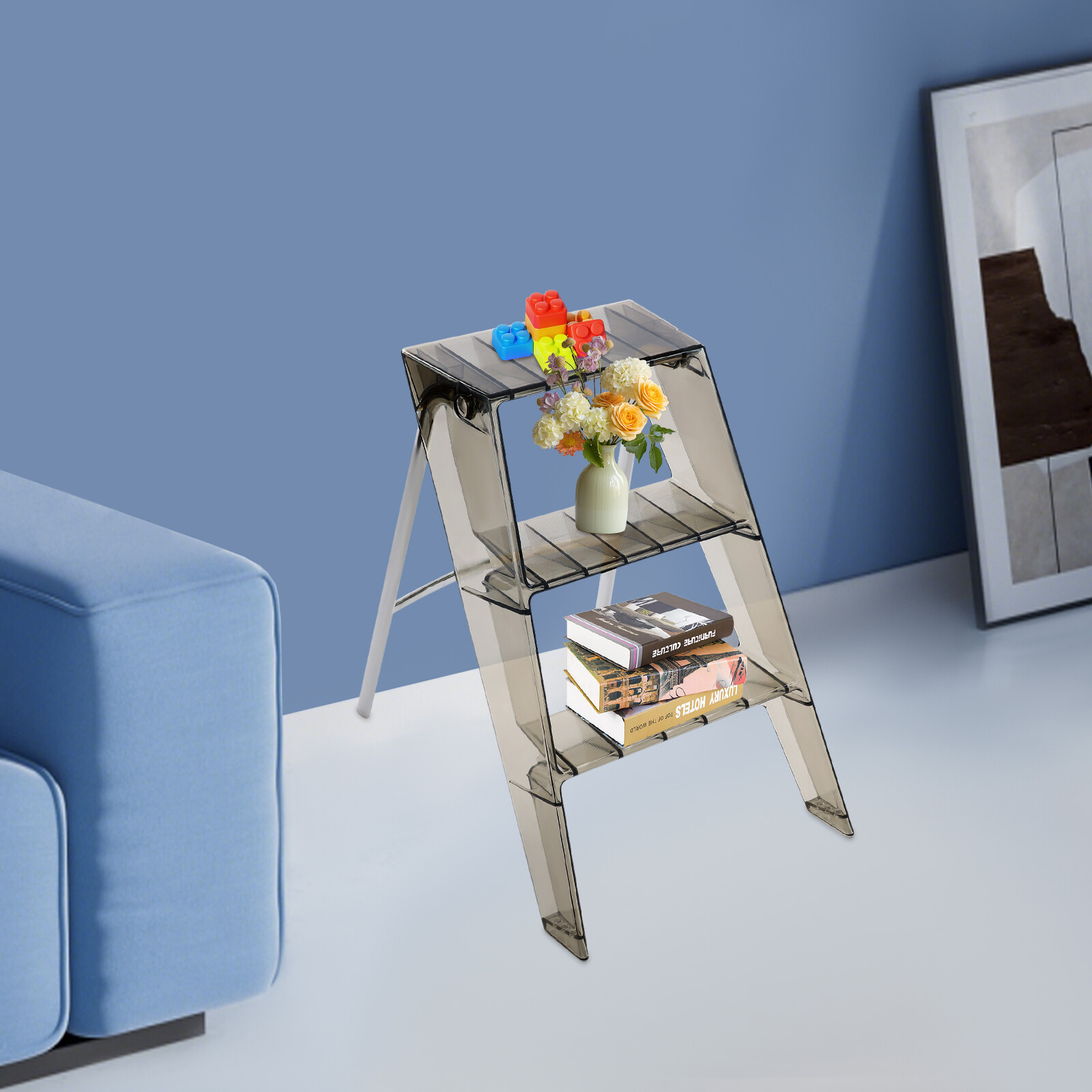 3 Step Ladder Folding Step Stool Modern Folding Step Stool for Adults 44*52*63cm