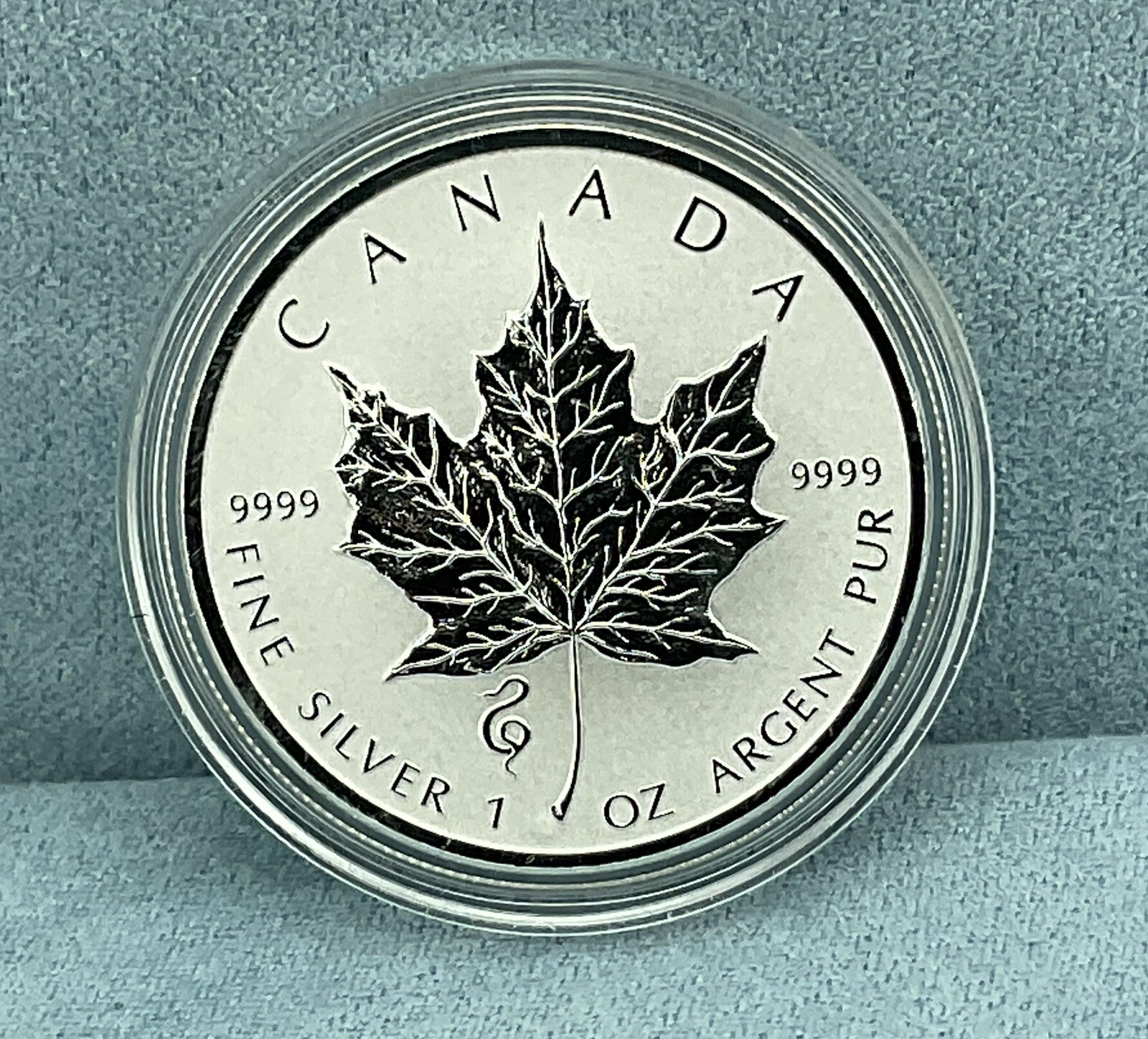 2013 Canadian 1 oz .9999 Fine Silver 5 Dollars "Maple Leaf Lunar Snake Privy" BU
