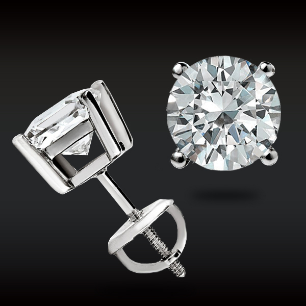 2CT GRA Moissanite Stud Earrings 14K Solid White Gold Screw Back Gift