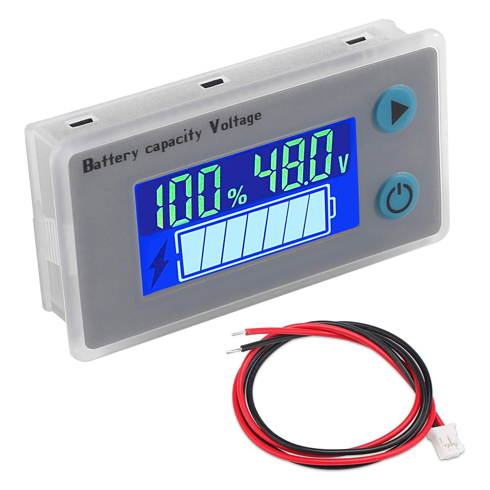 ALMOCN 10-100V Battery Monitor LCD 12V 24V 36V 48V Digital 1 Pack, Red