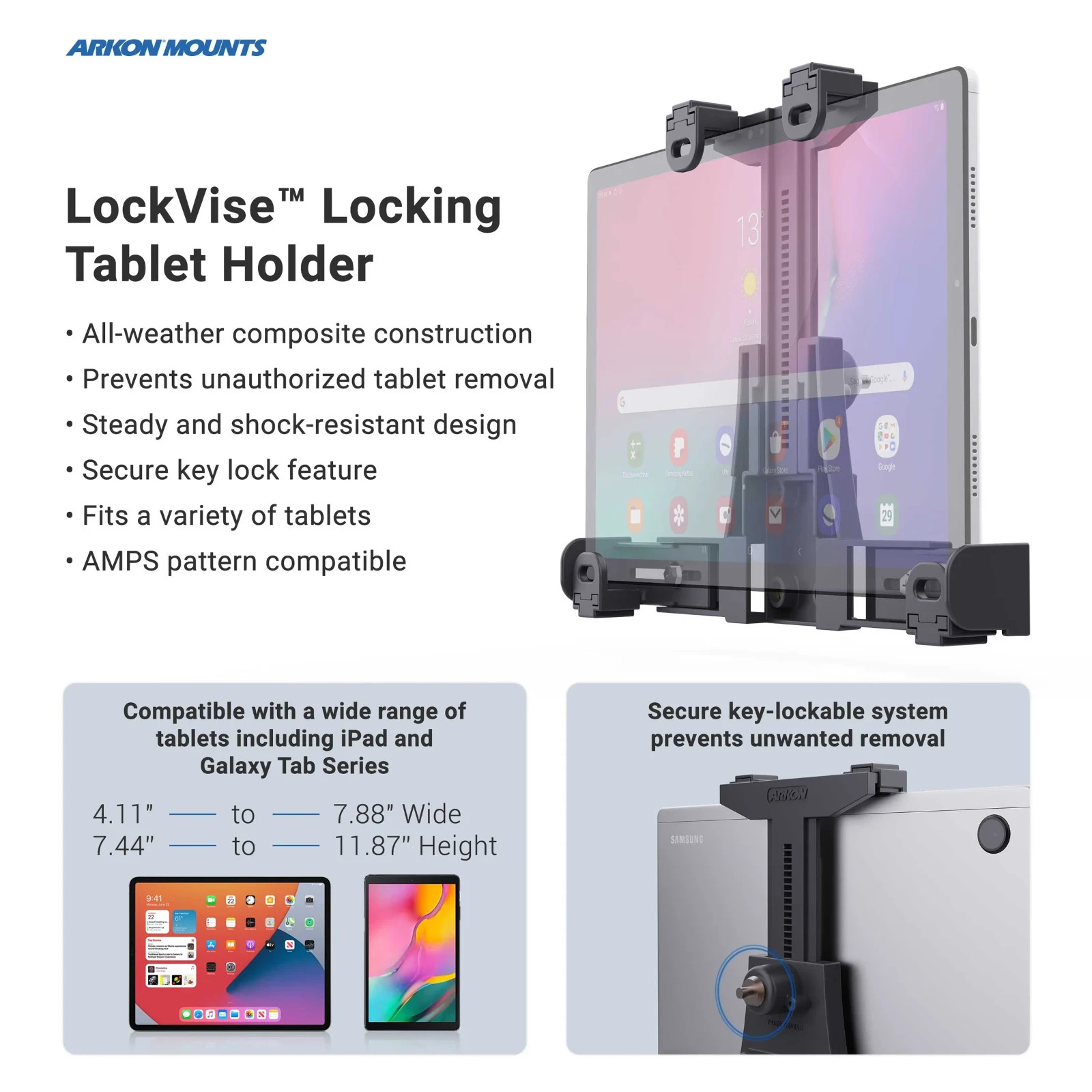 Arkon LockVise Locking Magnetic Tablet Mount