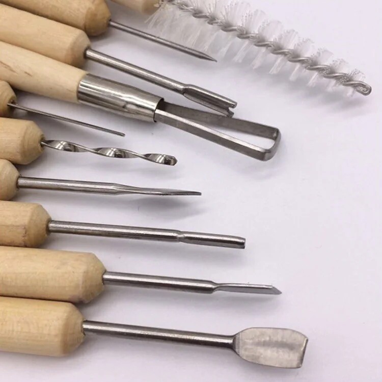 11Pcs Pottery Clay Sculpting Tool Set Wooden Handle Ceramic Carving Shaping Tool