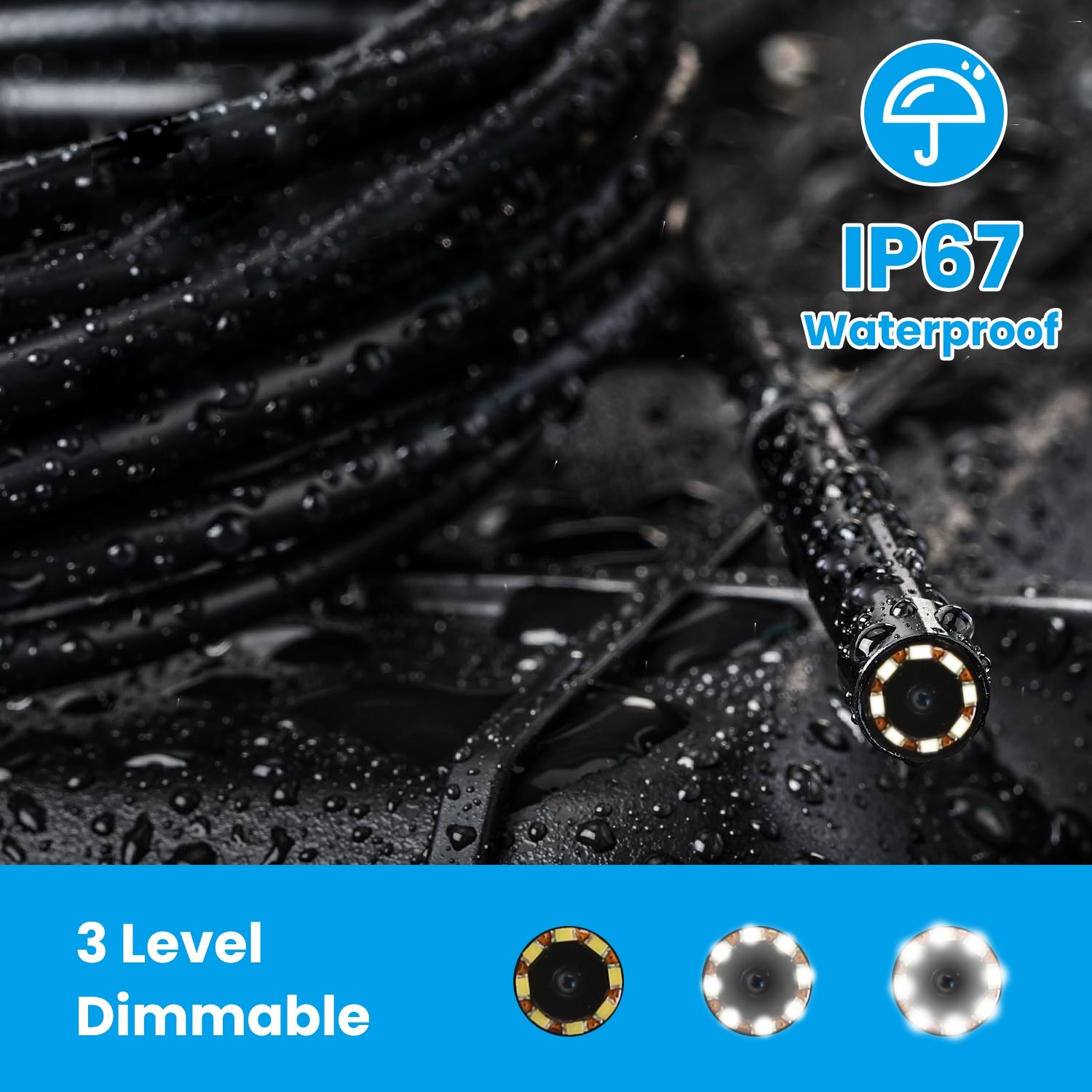 4.3in Articulating Endoscope Camera, 16.4ft Wire, IP67 Waterproof, 2 Modes