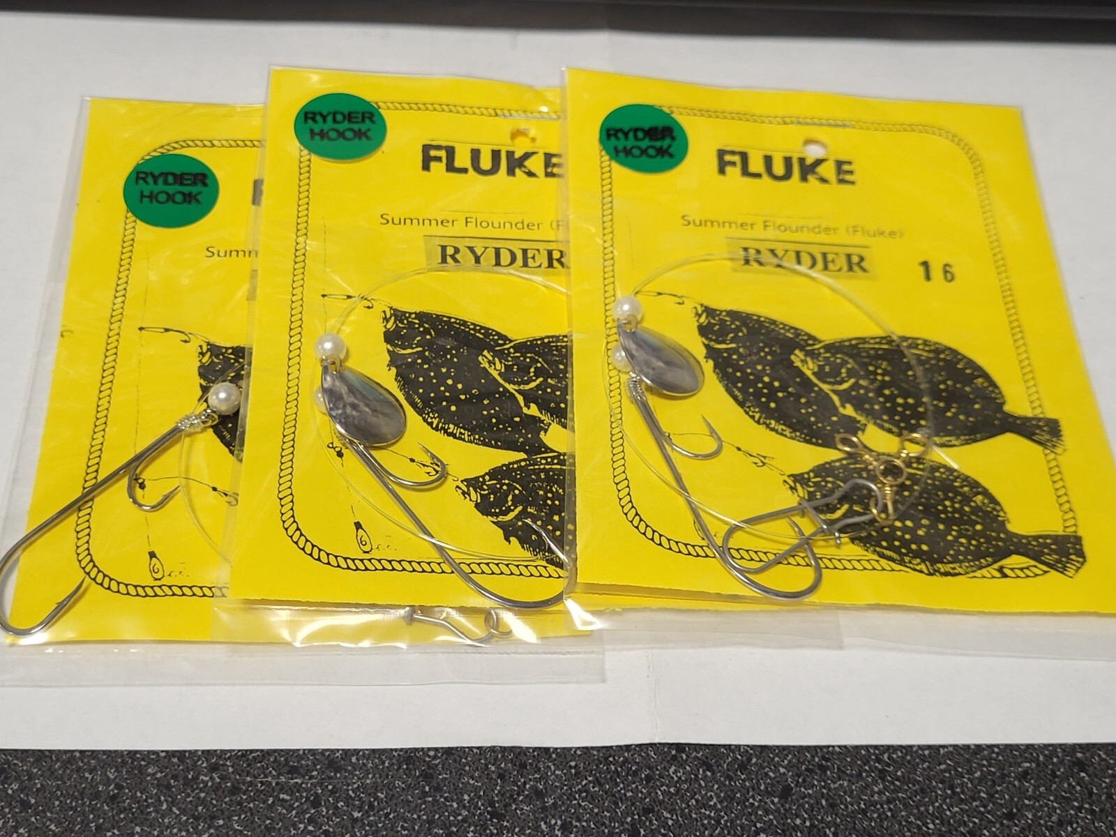 3 NJ Hand Tied Ryder Hook w/3 way Swivel + Spinner Fluke/Summer Flounder Rigs