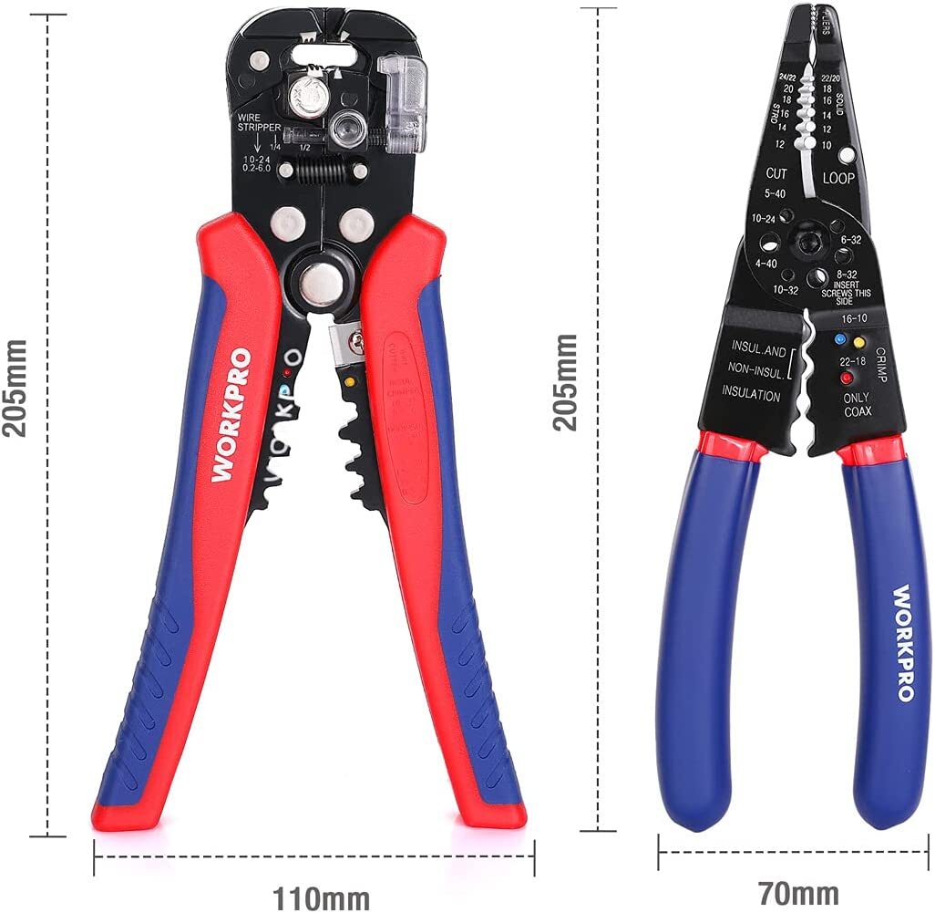 WORKPRO Wire Stripper Set,8'' Wire Cutter,8'' Automatic Wire Stripper Kit 2 Pack