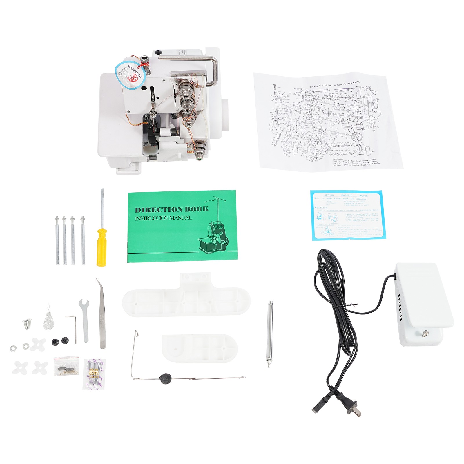 4 Thread Professional Serger Overlock Sewing Machine 4-Line w/ Foot Controller