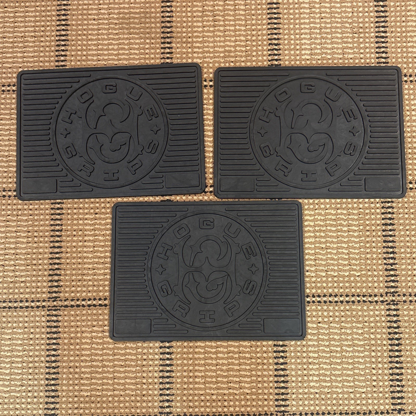 Lot of 3 10" x 13 3/4" Hogue Grips Black Rubber Gunsmith Counter Mat Brand New