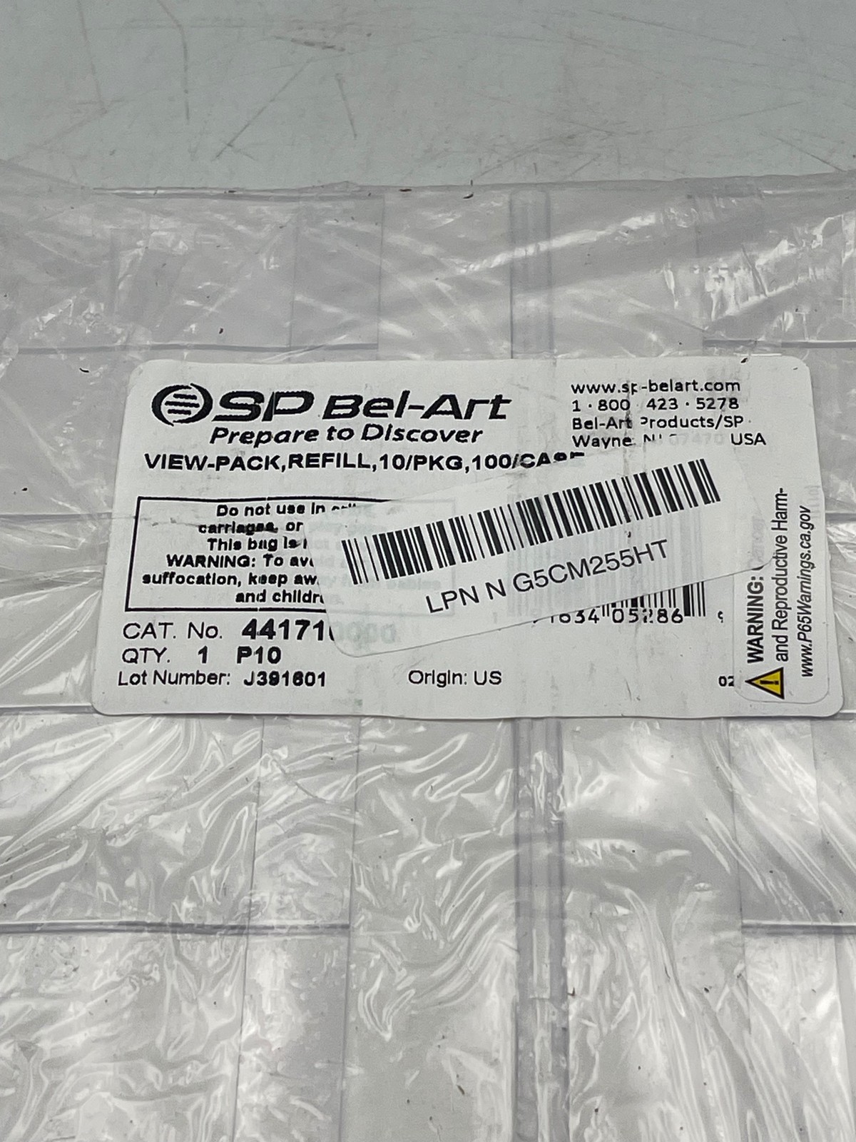 SP Bel-Art View-Pack Refill 44171 White 3-Hole Plastic Label Sheets 10/PK Pack