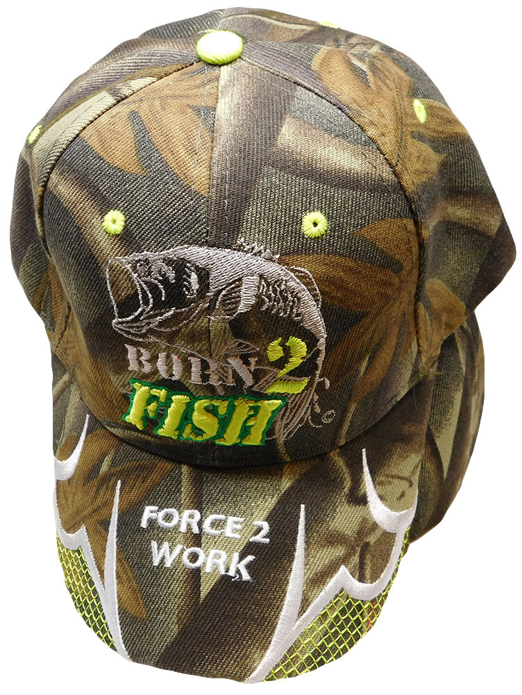 Born 2 ( To ) Fish Forced 2 Work Camouflage Camo Embroidered Cap Hat