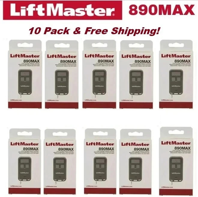 10 Pack Liftmaster 890MAX Universal Remote - Compatible with 371LM, 971LM