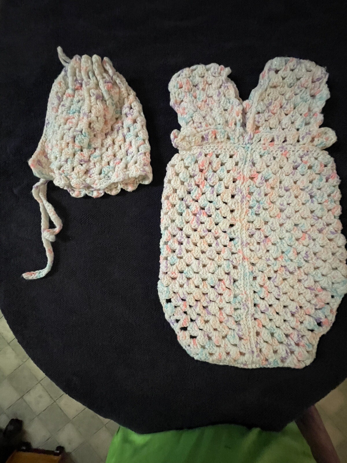 Newborn hand crocheted Romper & Bonnet