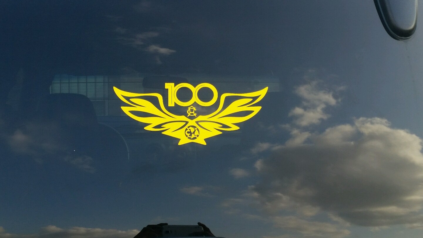 CLUB AMERICA. AGUILAS 100 ANIVERSARIO CUT DECAL STICKER  AMARILLO 4"X 9"