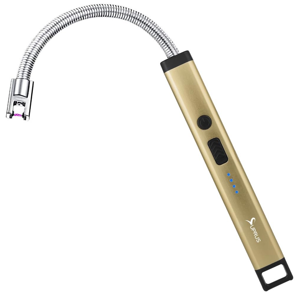 Rechargeable Candle Lighter Electric Arc Triple Safety Long Lighter Stainless...