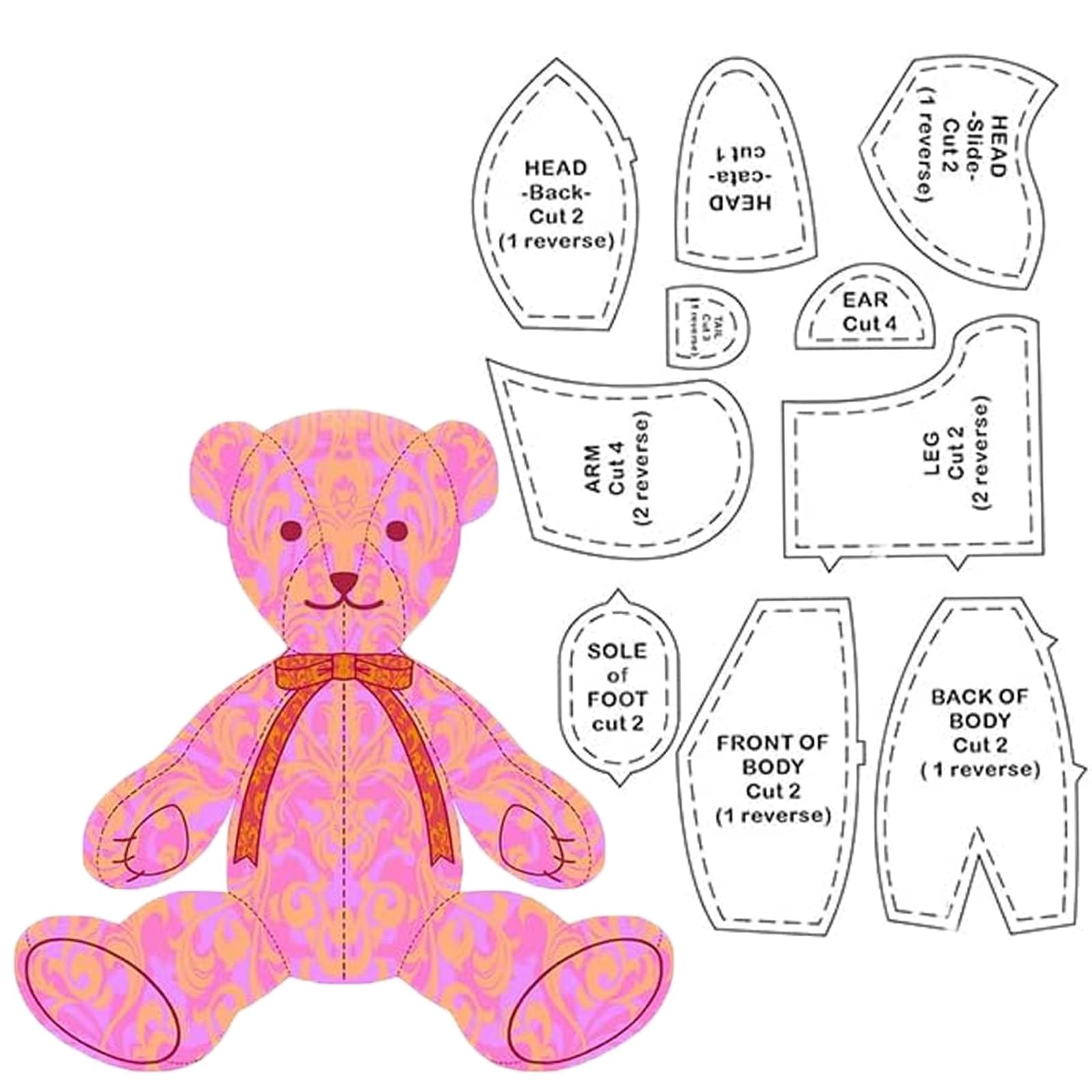 Memory Bear Template Ruler Set with Instructions - Acrylic Quilting Cutting Set