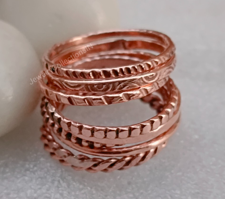 Pure Copper Stacking Ring Set Of 9 Rings Pure Copper Copper Stacking Ring B262