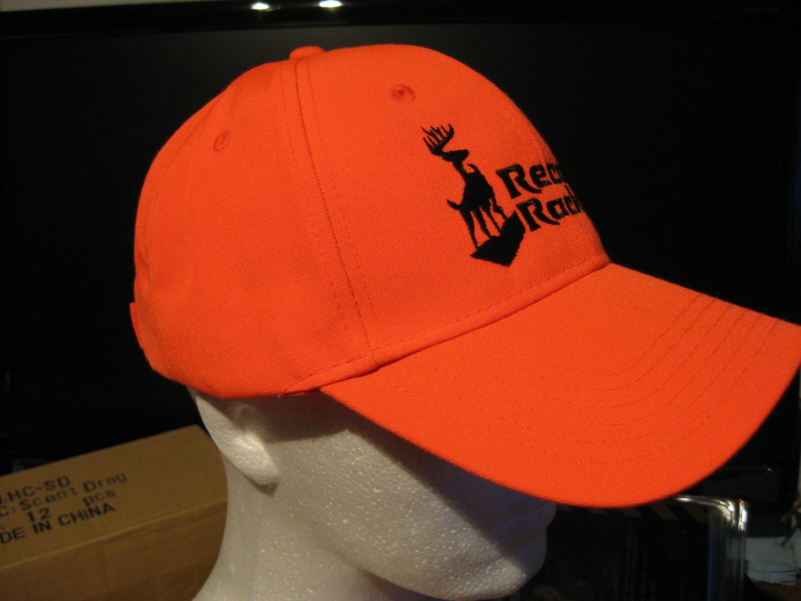 Blaze Orange Record Rack Logo Cap Embroidered Deer Hunting Hat / Adjustable