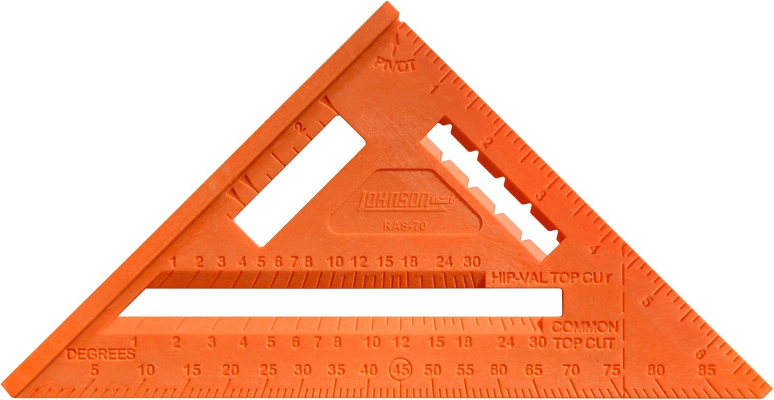Johnson Level & Tool RAS-70B-ORAN Structo-Cast Rafter Square, 7", Orange, 1 Squa