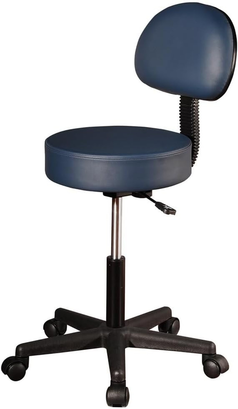 Adjustable Royal Blue Massage Stool with Backrest for Spa & Tattoo Studio