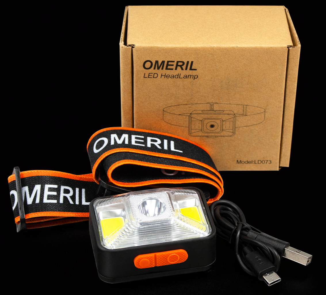 Omeril LED Rechargeable Headlamp USB Spotlight Floodlight Waterproof