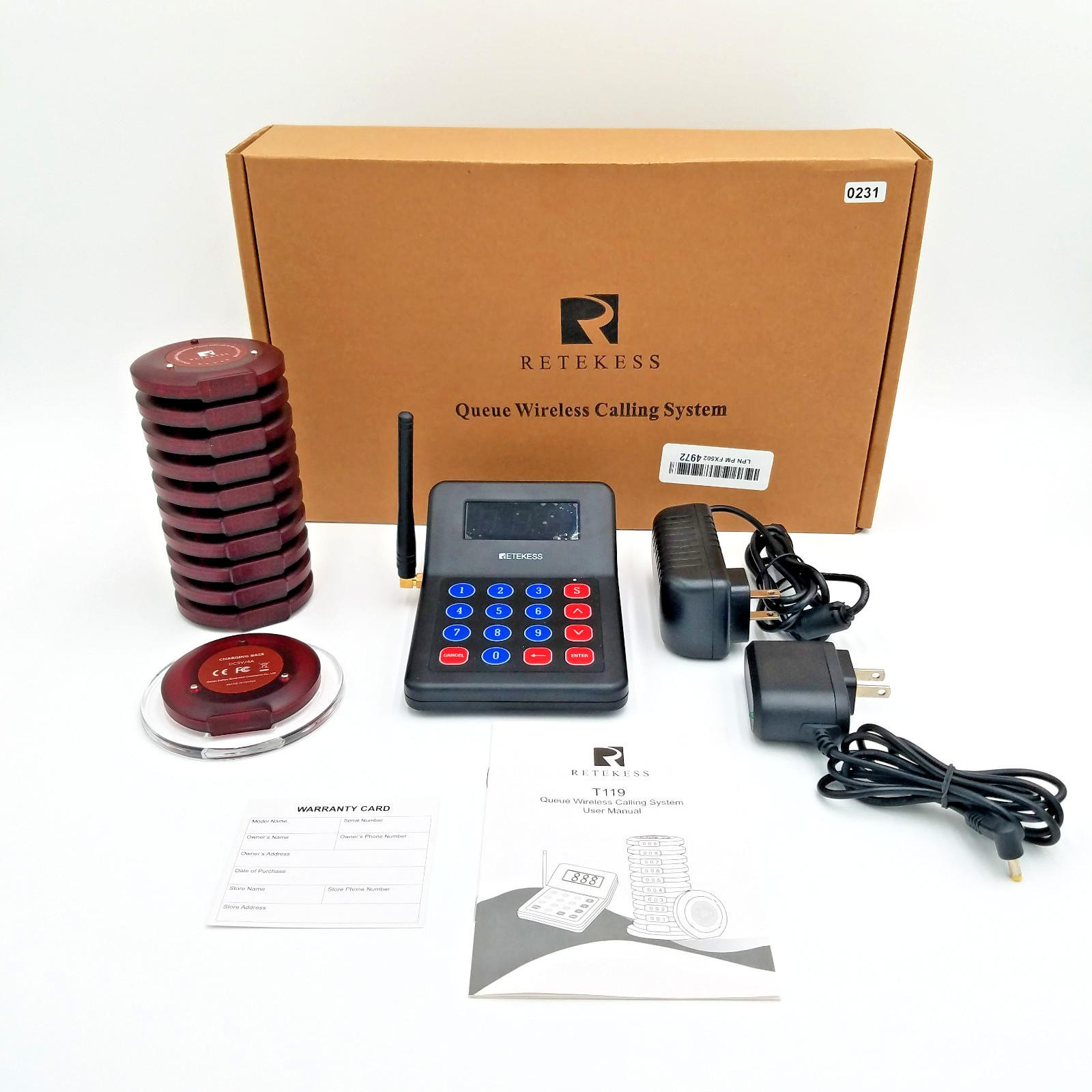 Retekess T119 Restaurant Pager System 10 Coaster Pagers w/ Box Open Box