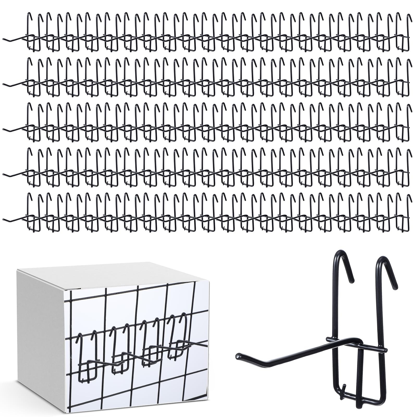 100 Pack 4 Inch Gridwall Hooks, Black Heavy Duty Gridwall Panel Hooks Store G...