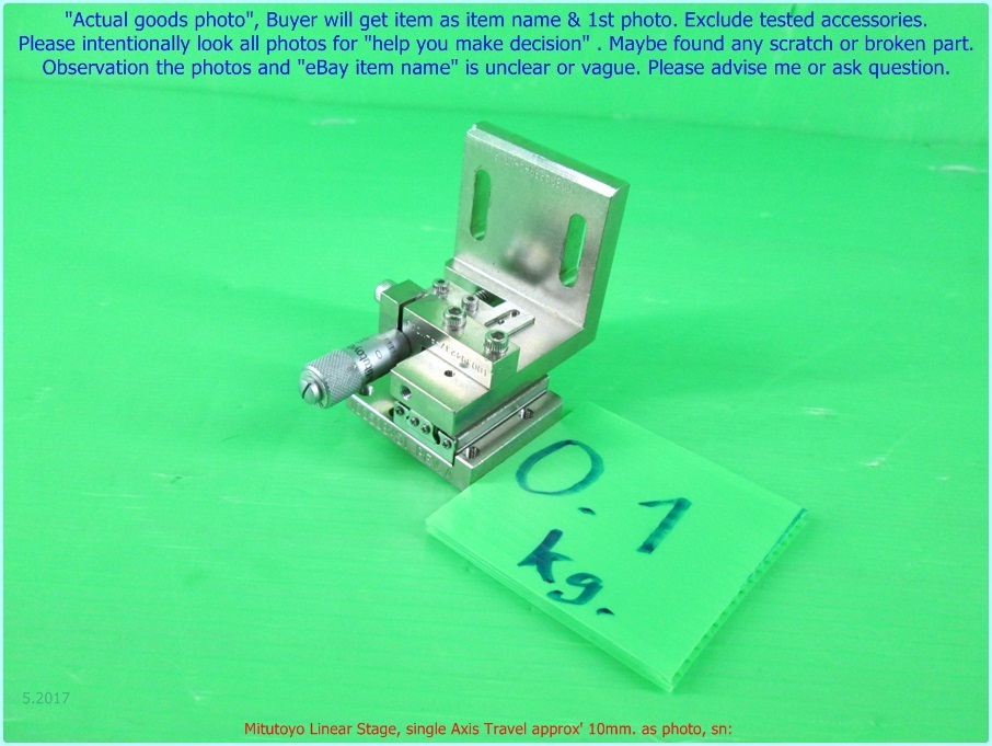 Mitutoyo Linear stage, single Axis Travel approx' 10mm. as photo, sn:8451.