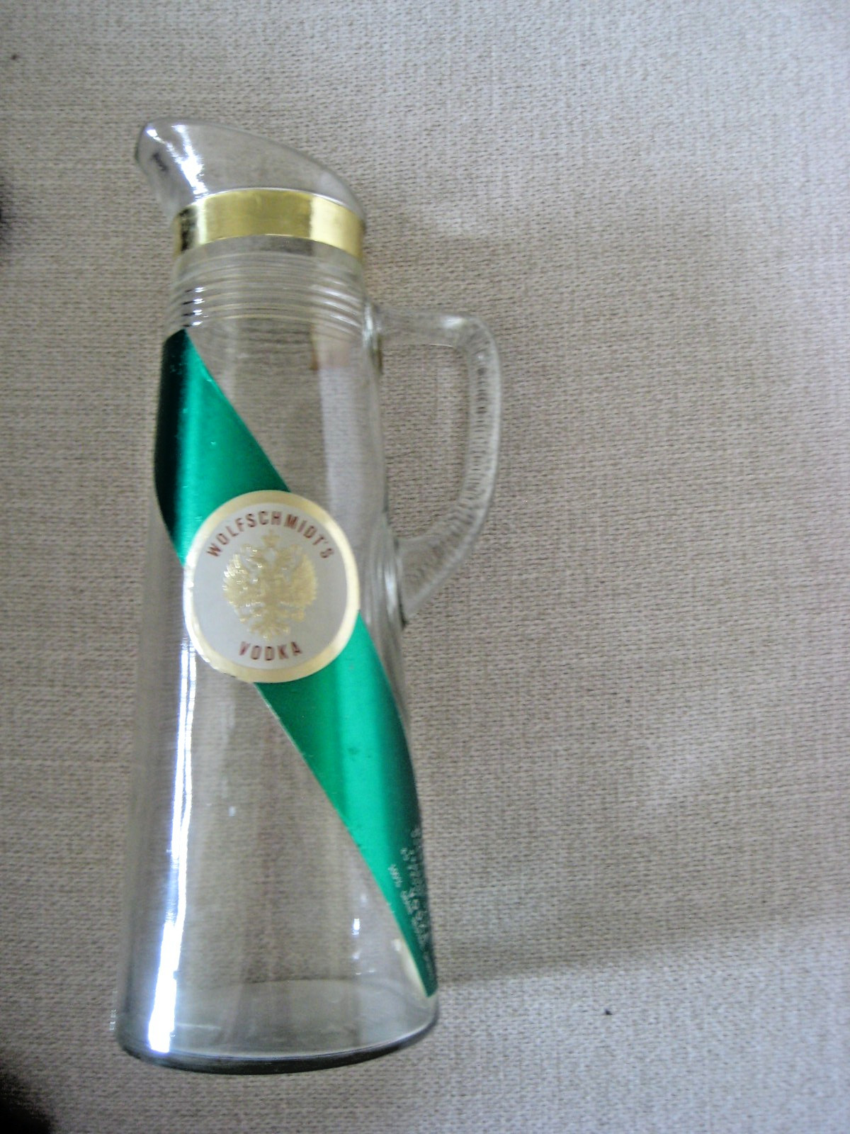 Vintage Wolfschmidts Vodka Empty Decanter Bottle Pitcher d-126-58-60