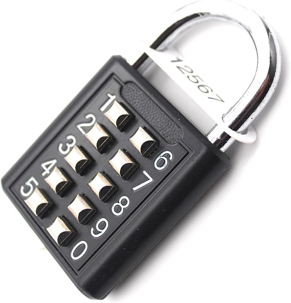 10-Button Combination Padlock – Pre-Set 5-Digit Unchangeable Code, Hardened Stee