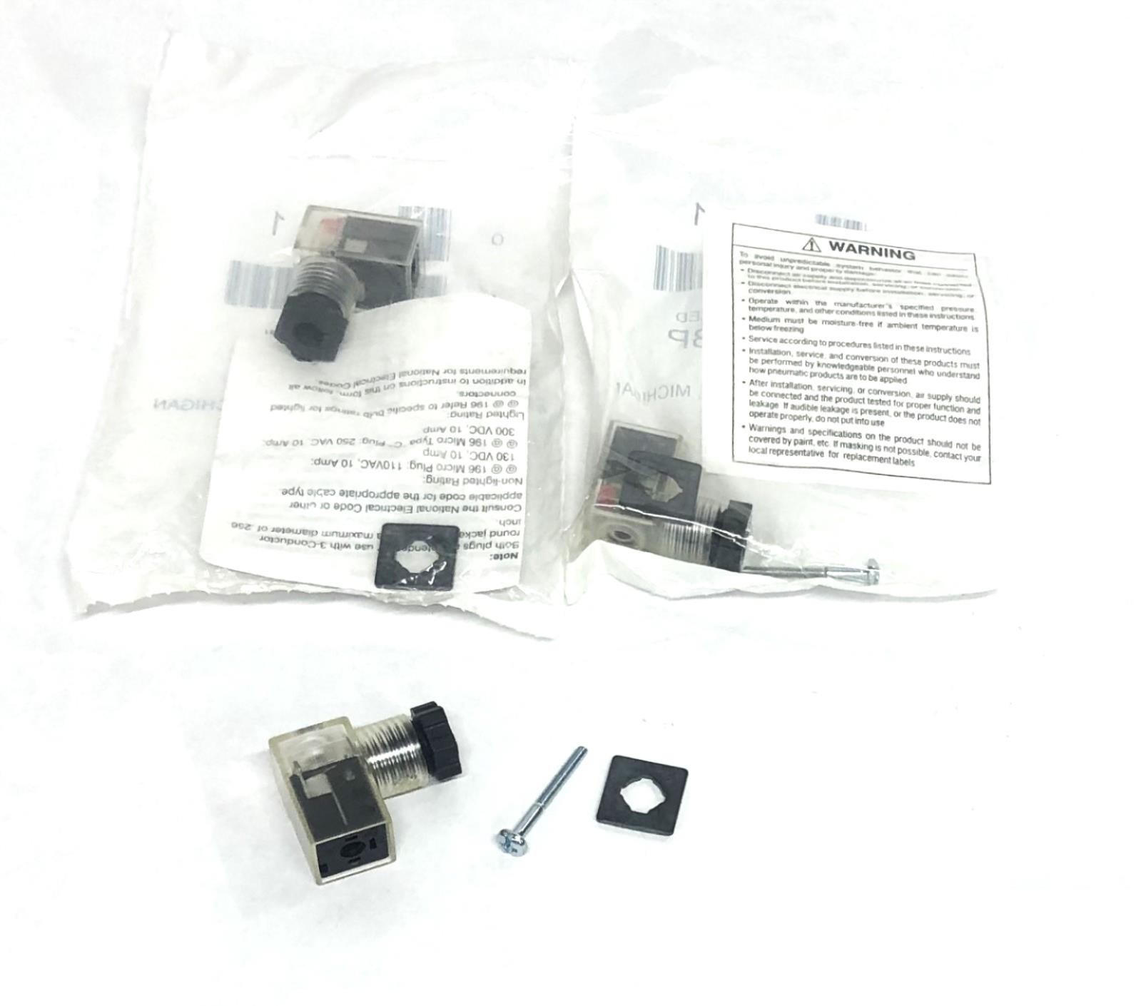 Parker 3 Pin 24VAC LED Solenoid Coil Connector PS294679BP [Lot of 2] NOS