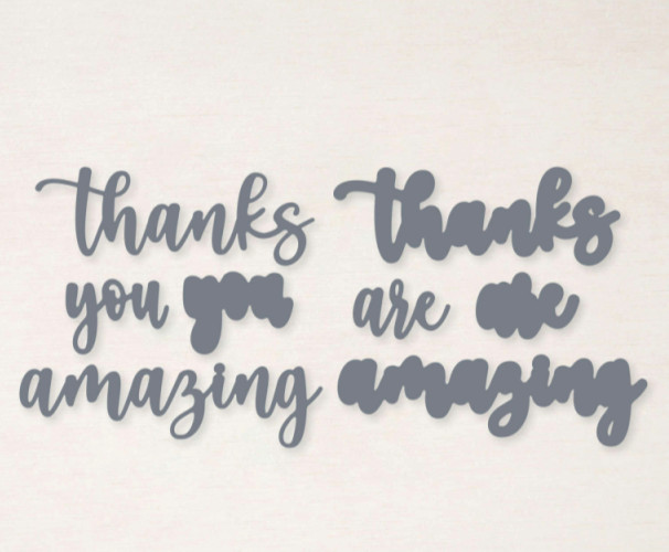 NEW Stampin' Up AMAZING THANKS Dies #157816 Retired Script Phrases SET of 8