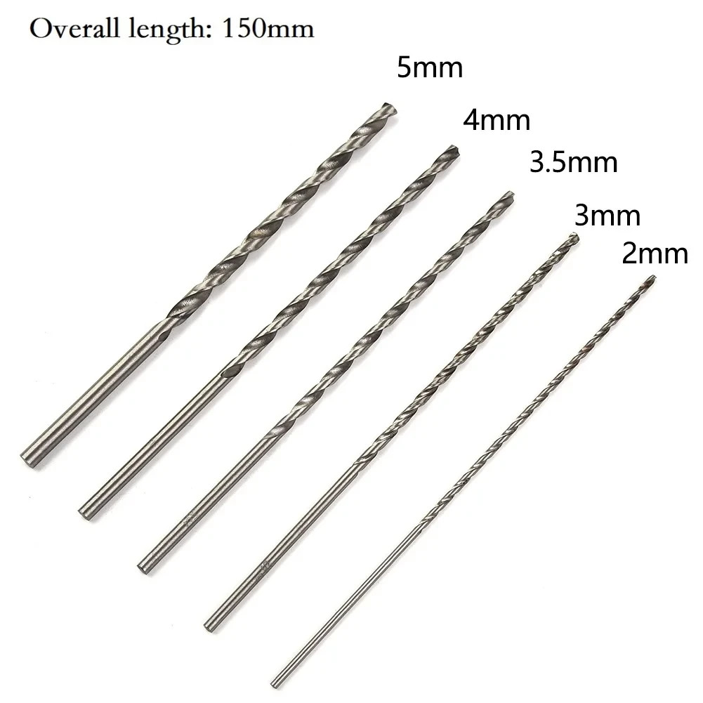 5 Different Sizes Extra Long High-Speed Steel Drill Bits, Long Shank Drill Bits