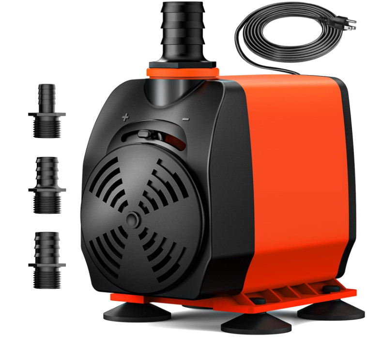800GPH Submersible Water Pump, Fountain Water Pump with 6FT Power Cord and 3 Noz
