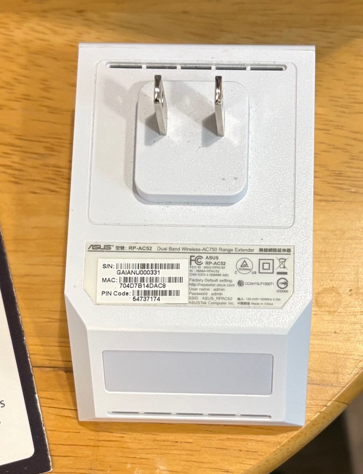 ASUS RP-AC52 Wireless-AC750 Range Extender Repeater Access Point Media Bridge