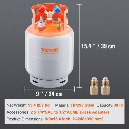 Refrigerant Recovery Reclaim 30lb Cylinder Tank with Floating Switch
