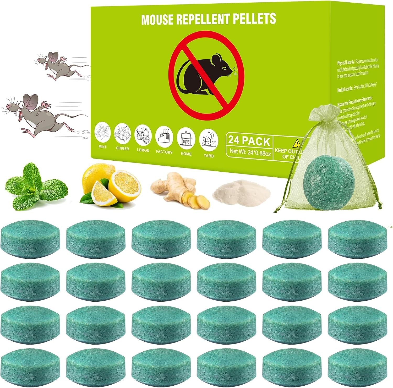 Vamoose Natural Rodent Repellent Peppermint Sachets 24 Pack Mouse Mice Pest - US