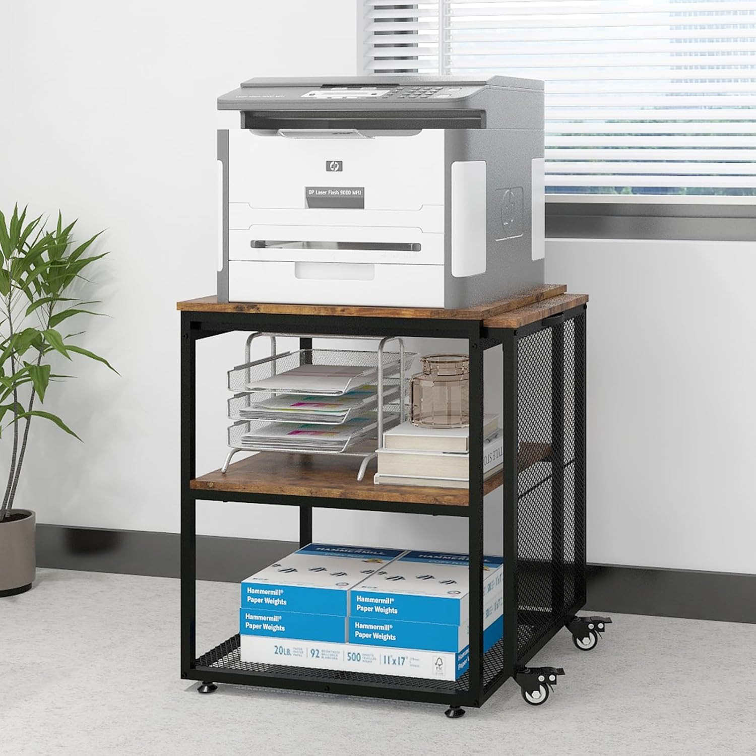 Large 24'' Printer Stand with Storage Shelves - Versatile Home Office Table