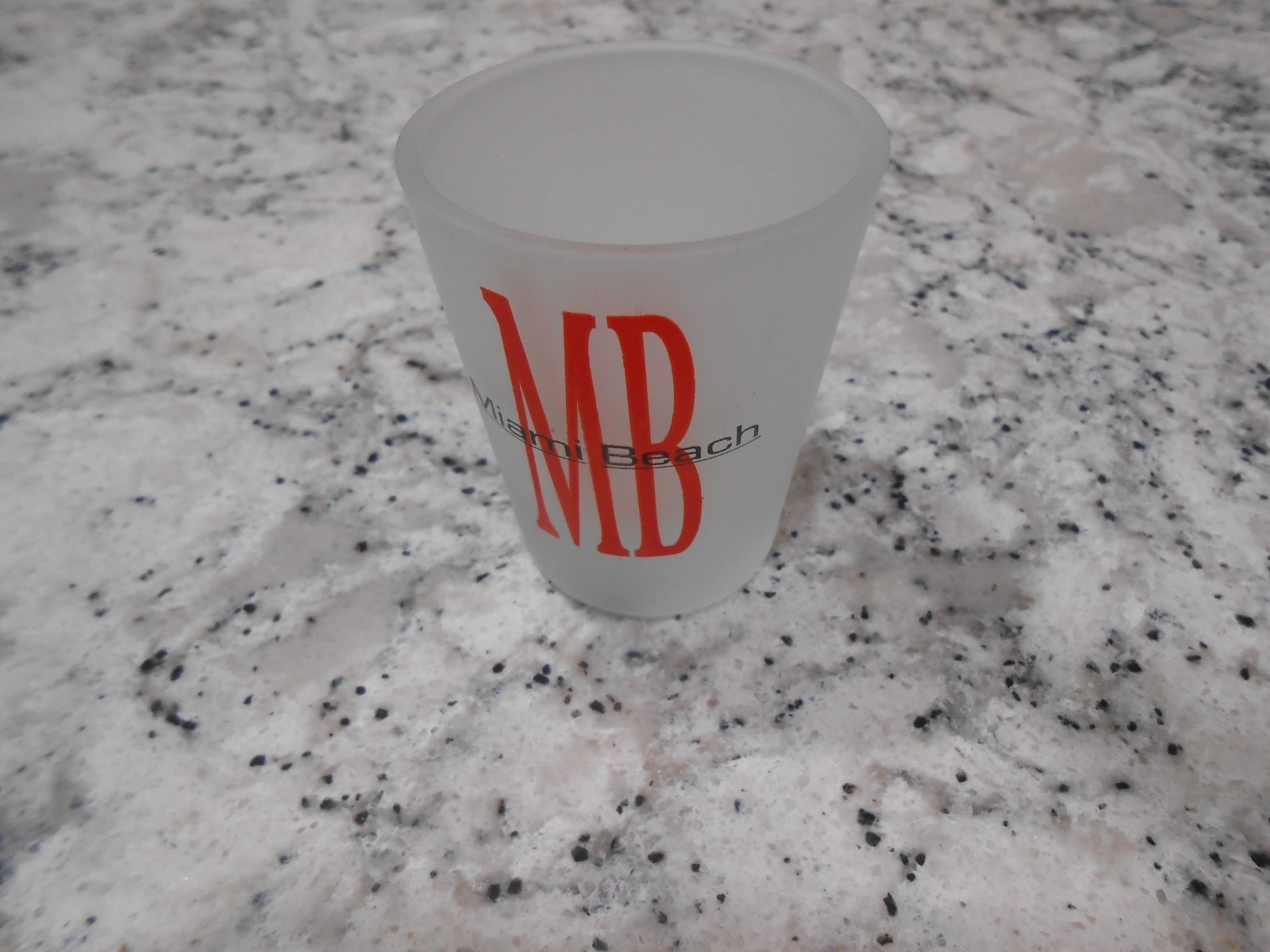 Miami Beach Frosted Shot Glass EUC