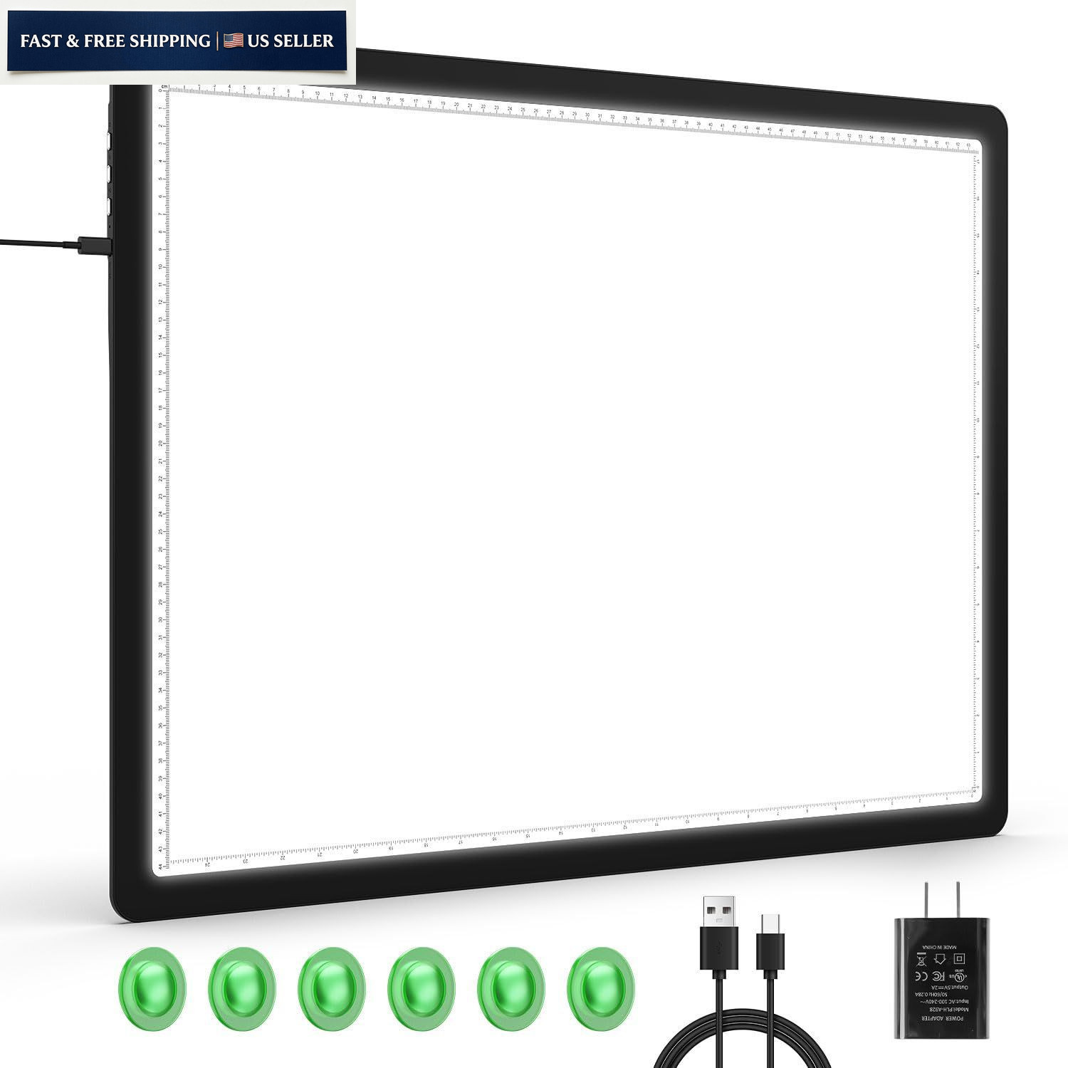 A2 Light Pad (25.2" x 18.4"), Large Magnetic Bright Without Bag, Black