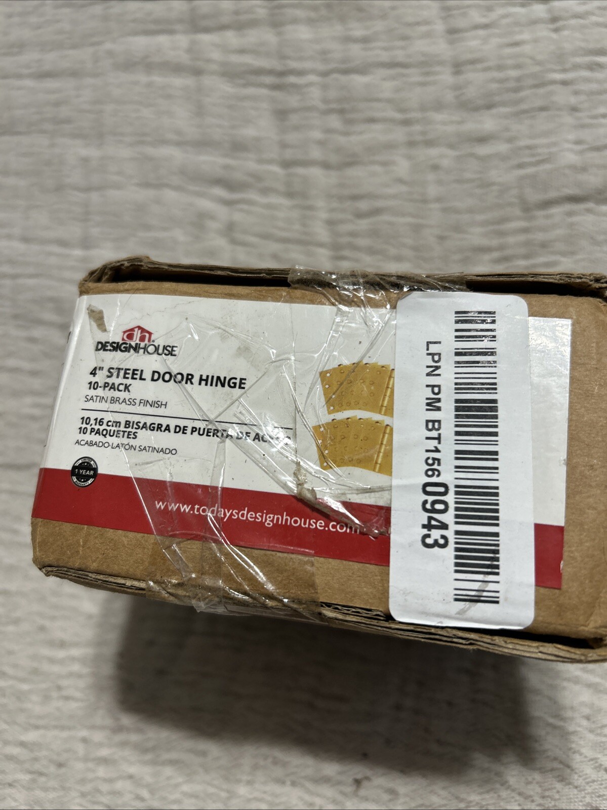 Design House 181644 4" Steel Door Hinge 10 Pack Satin Brass Finish 4 Hole