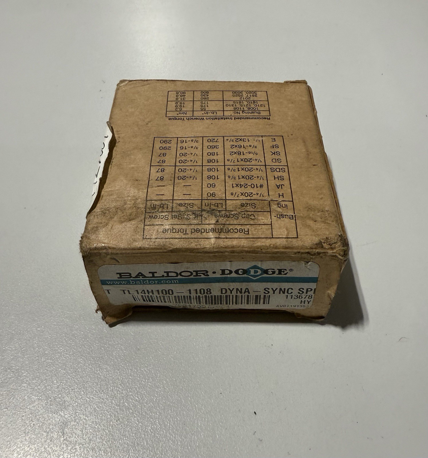 Dodge Baldor TL14H100-1108 Dyna-Sync Timing Belt Pulley *NEW IN BOX*