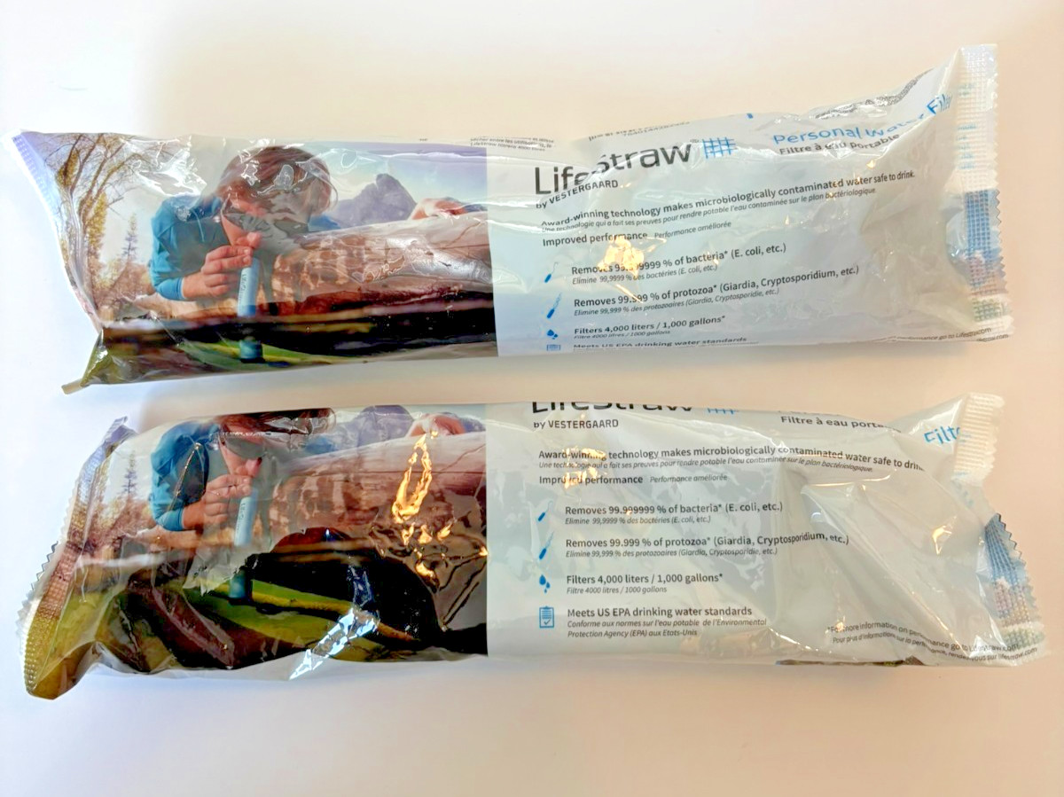 2 LifeStraws Personal Water Filters for Hiking Camping Travel Emergency
