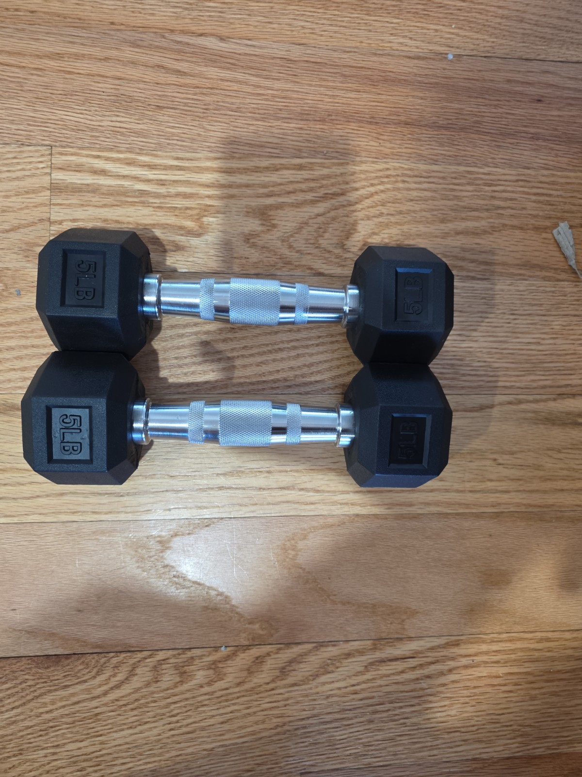 5 lb Pair Rubber Coated Hex Dumbbell Set, 10 Pounds Total New