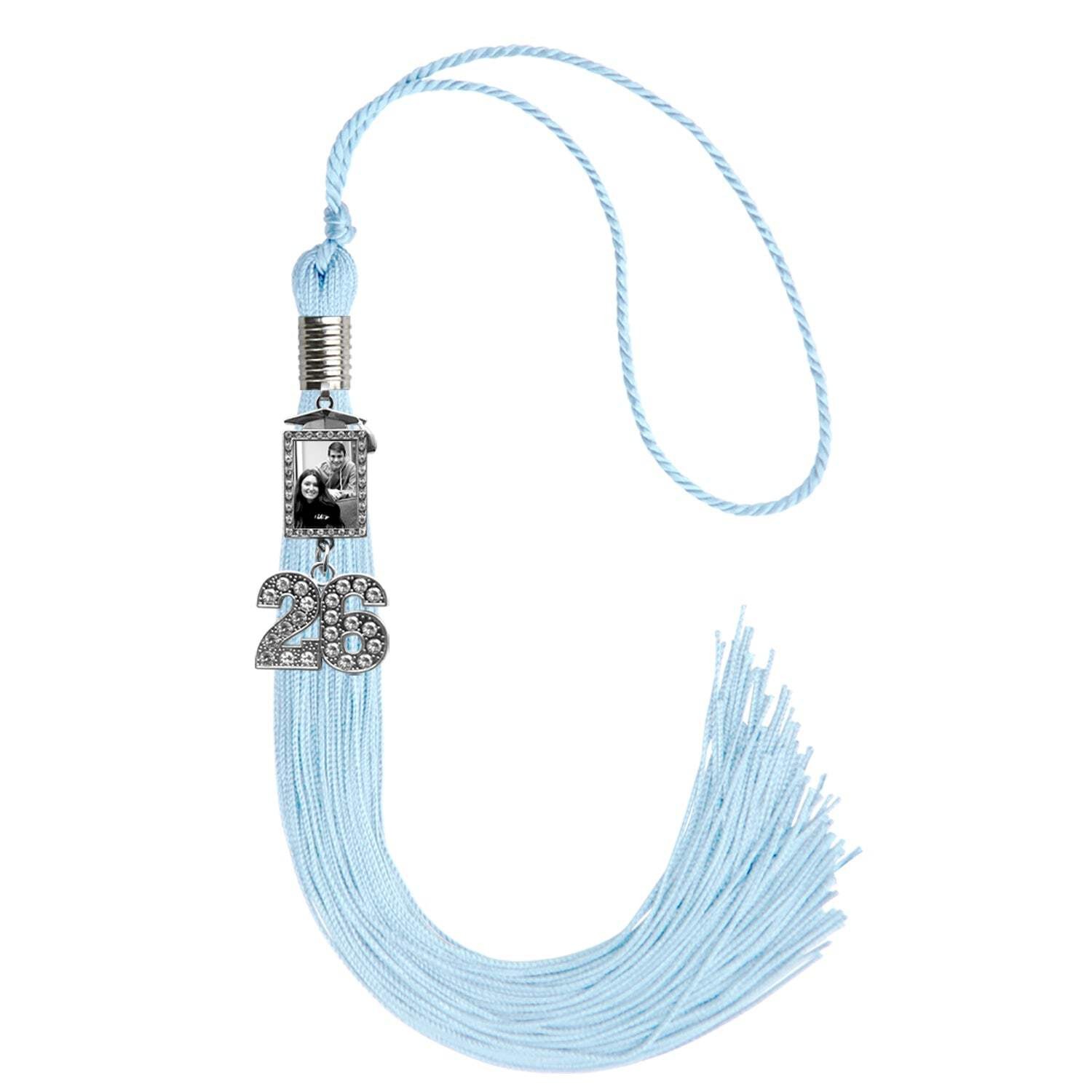 Endea Graduation Light Blue Tassel with Photo Frame Charm and Bling Charm