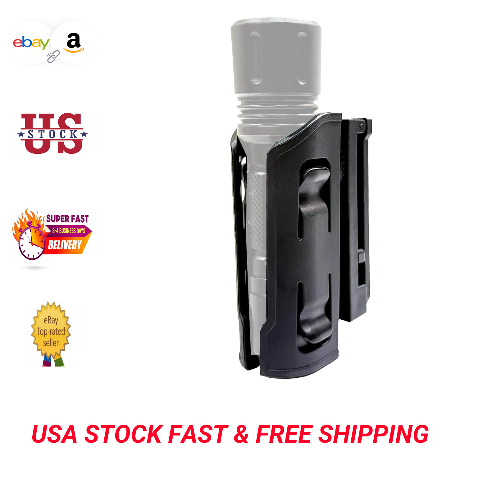 Tactical Flashlight Holster Lightweight Plastic Steel Model Molle Duty Belt