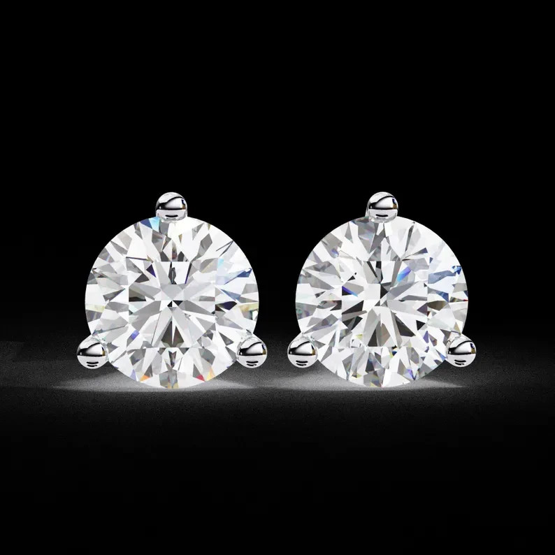 Certified 4 CT Lab Grown Diamond Earrings Three Prong Martini 925 Gift For Women