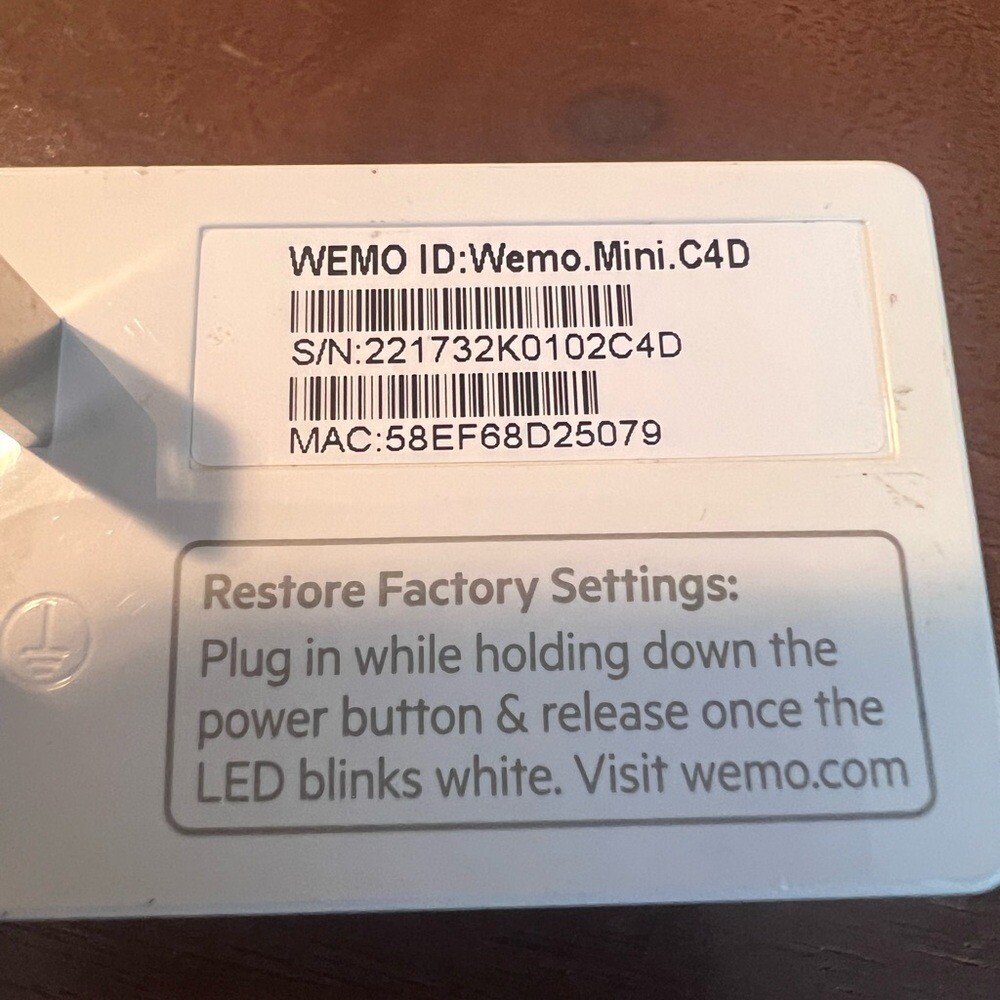 WeMo WiFi Enabled Mini Smart Plug White F7C063