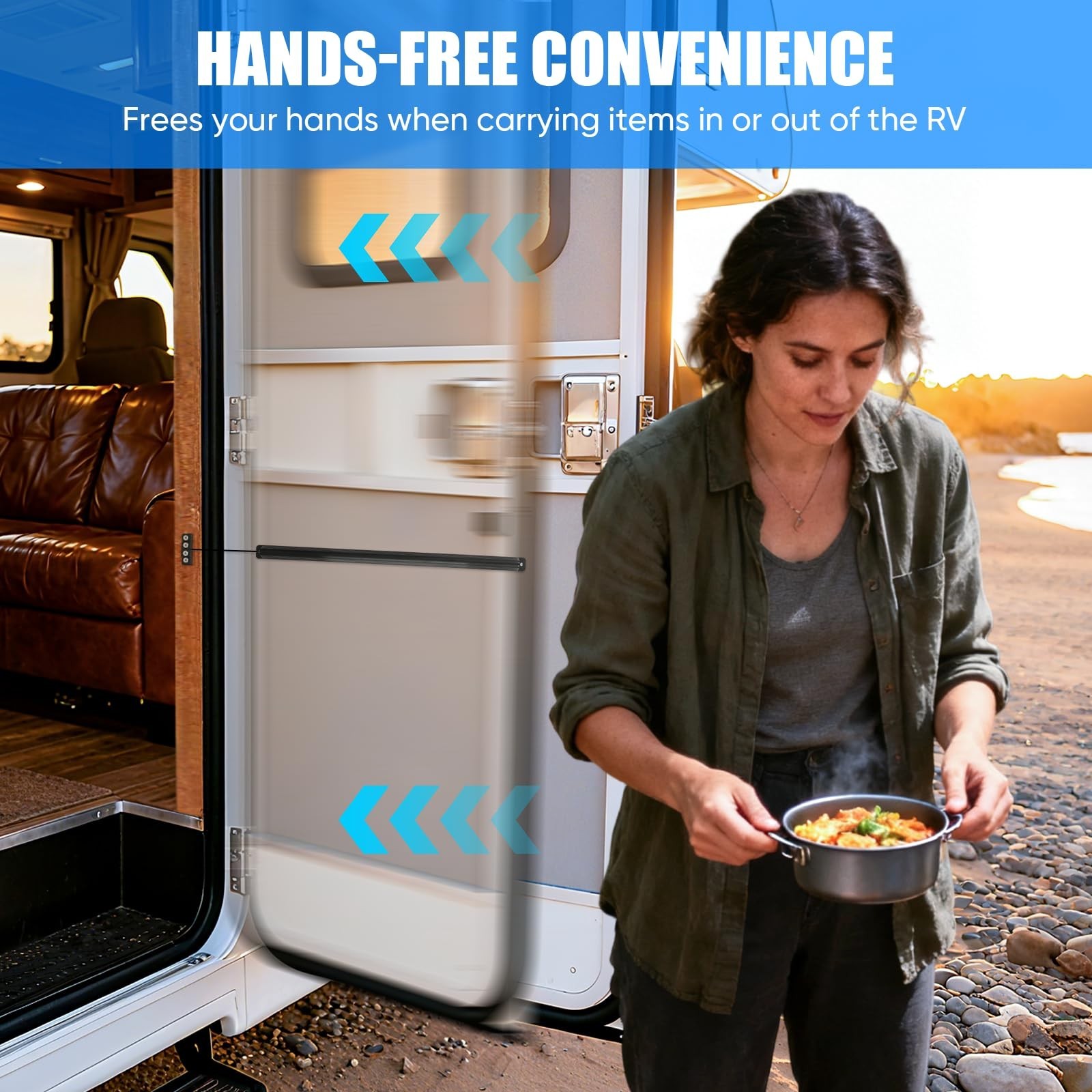 RV Screen Door Closer with Adjustable Tension, Aluminum Automatic Closing Dev...