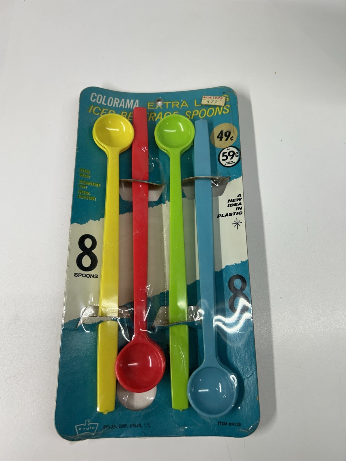 VTG Colorama Extra Large Iced Beverage Spoons Set Of 8 SEALED
