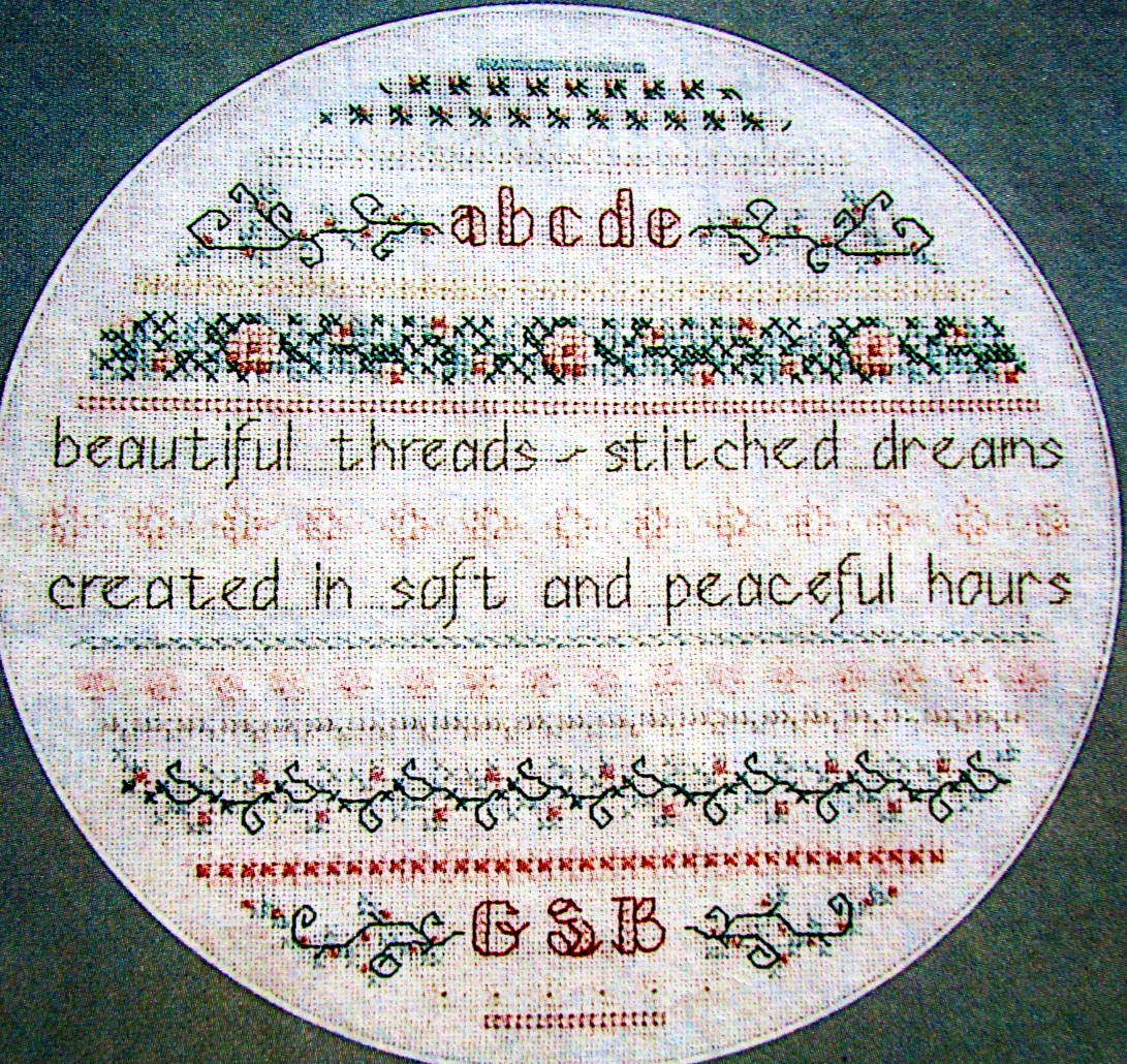 Stitcher Smpler Blue White Floral Pillow Design NEEDLEPOINT/CROSS STITCH PATTERN